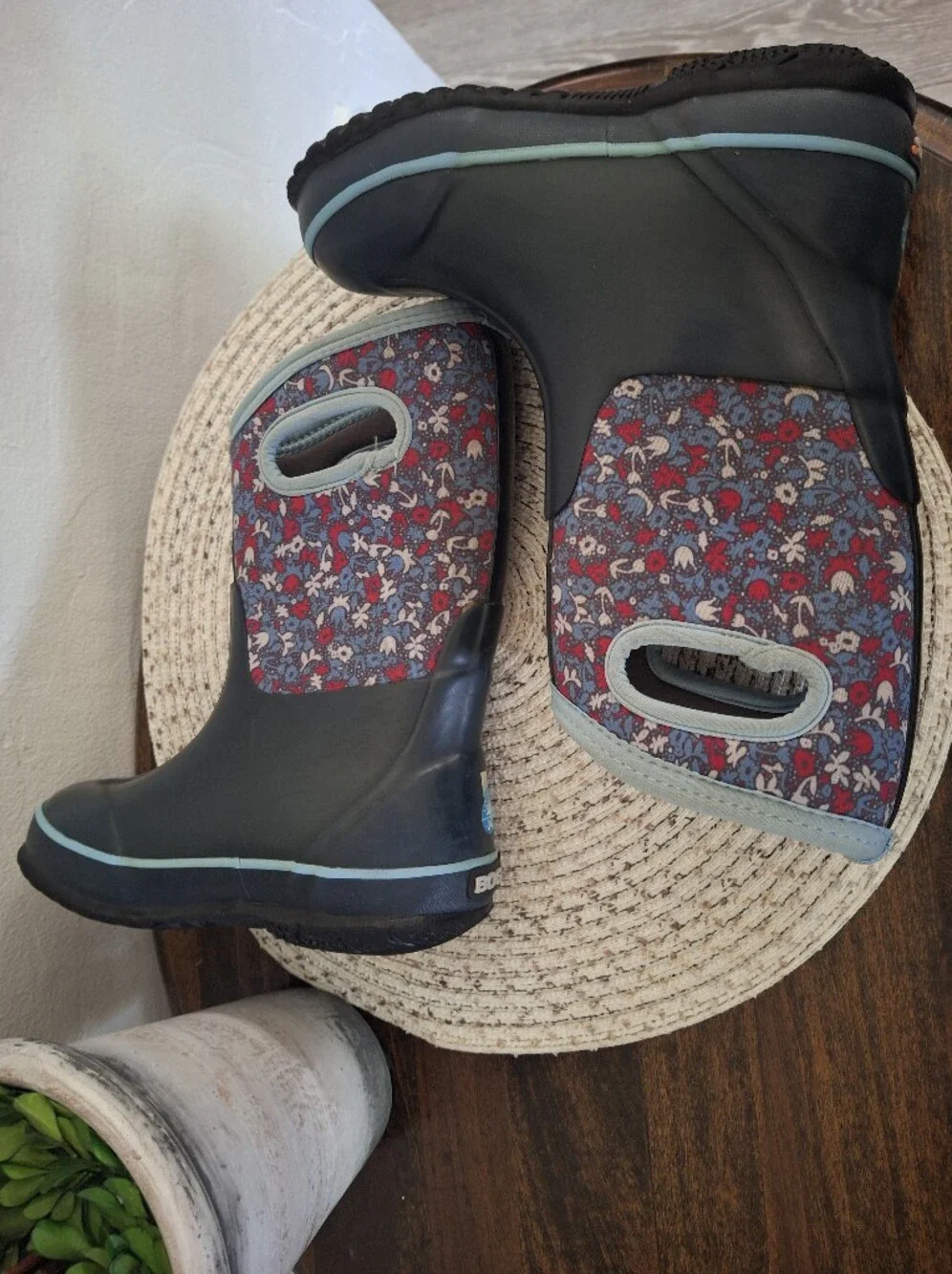 Bogs Kids Navy Blue Floral Rain & Snow Boots